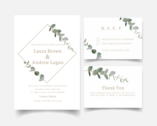 Greenery wedding invitation