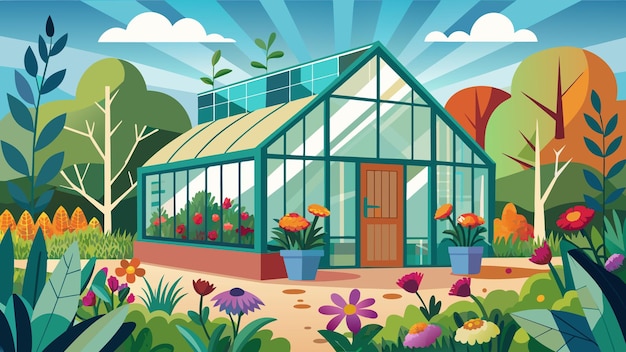 greenhouse flower cultivation vector graphics illustration EPS source file format lossless scaling i