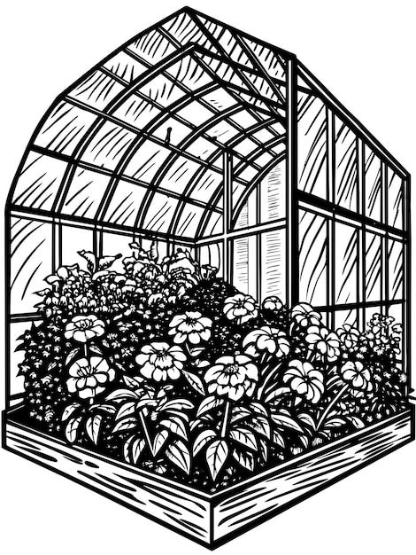 greenhouse flower cultivation vector graphics illustration EPS source file format lossless scaling i