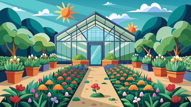 greenhouse flower cultivation vector graphics illustration EPS source file format lossless scaling i