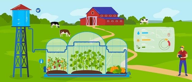 Greenhouse modern agriculture technology  illustration.