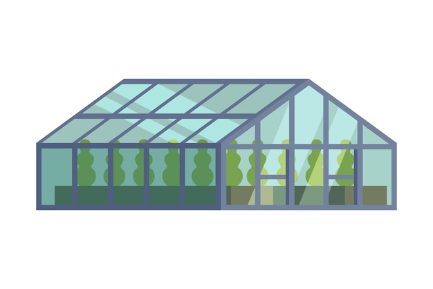 Greenhouse with Glass Walls Agricultural Building Cartoon Vector Illustration