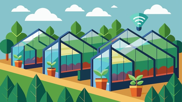 Vector greenhouses equipped with iot climate control systems can adjust ventilation and shade to maintain