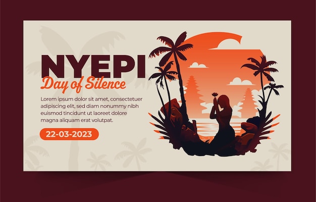 Vector greeting bali day of silence or hari raya nyepi banner design template