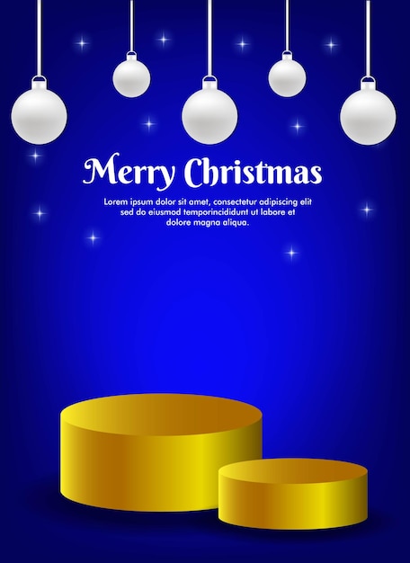 Greeting card for christmas with product display podium