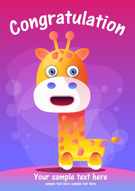 Greeting card Cute giraffe Cartoon