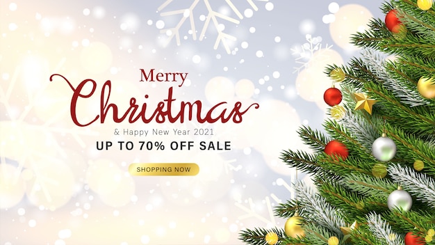 greeting card design and sale banner with christmas objects