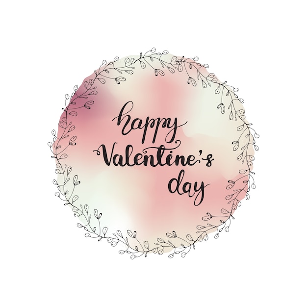 Greeting card design with lettering Happy Valentines Day . Vector illustration.