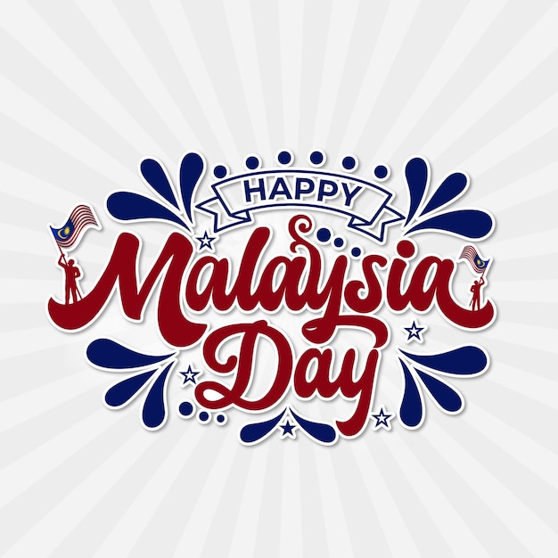 greeting card of happy malaysia independence day with hand