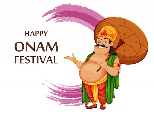 Vector greeting card for happy onam festival in kerala