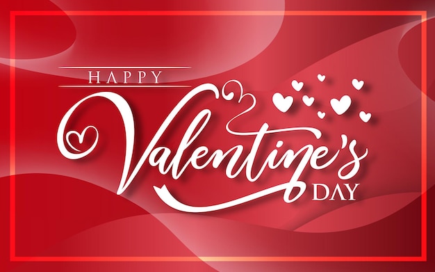 Greeting card of happy valentines day with red background