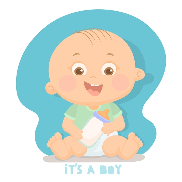 Greeting card it's a boy with cute baby boy