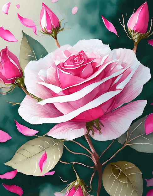 greeting card on white and pink rose petals