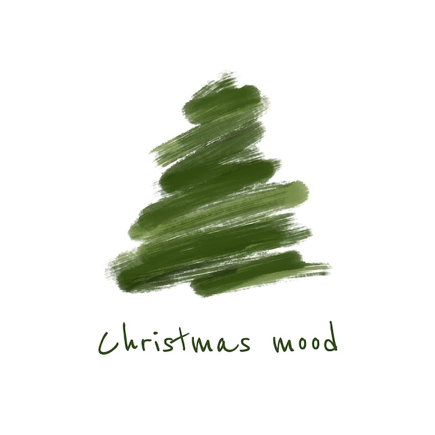 Greeting card with a Christmas tree hand-drawn illustration