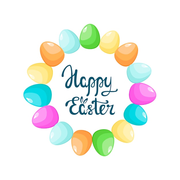 Greeting card with colorful eggs Happy Easter