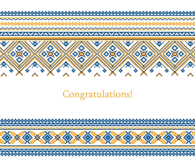 Greeting card with ethnic ornament pattern in different colors