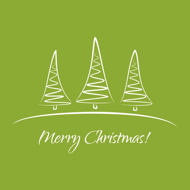 Vector greeting card with hand drawn christmas trees