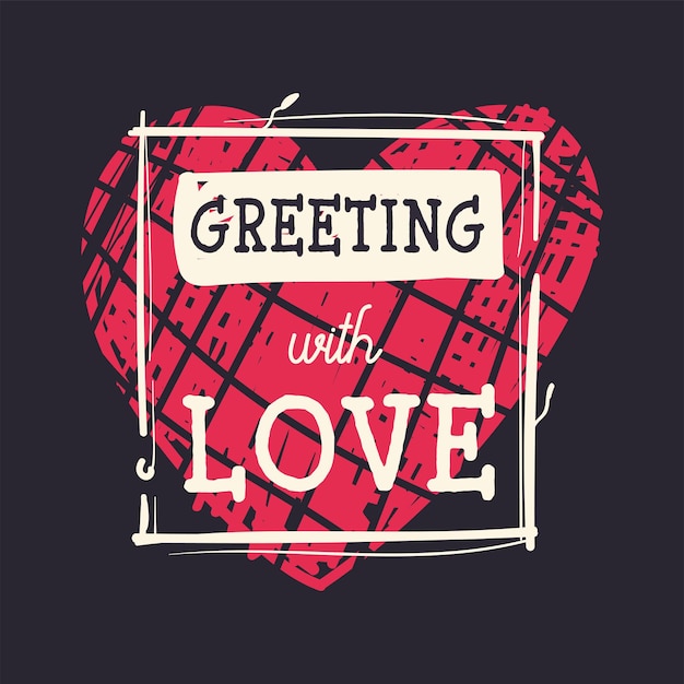 Greeting card with love with big heart background