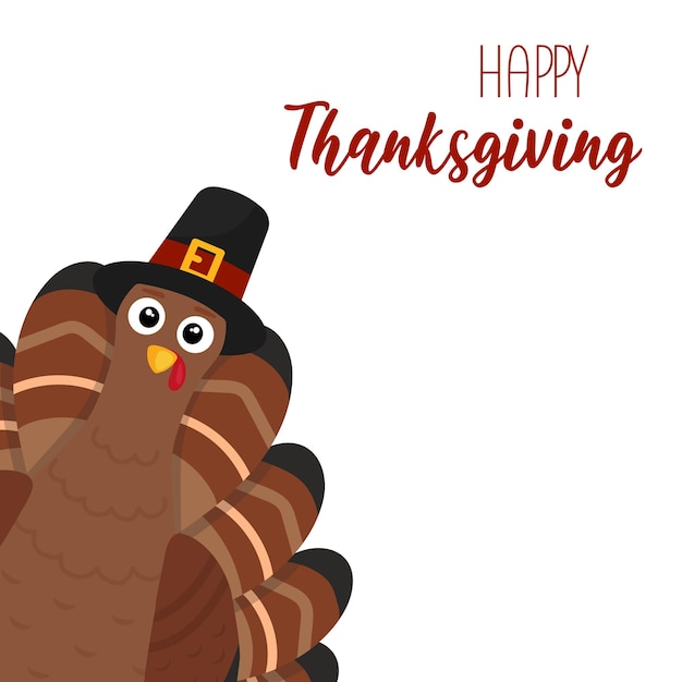 Greeting card with turkey. Happy Thanksgiving! Place for your text. Vector illustration.