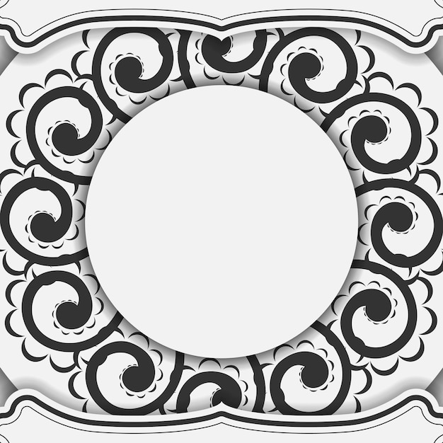 Greeting flyer white with black indian pattern