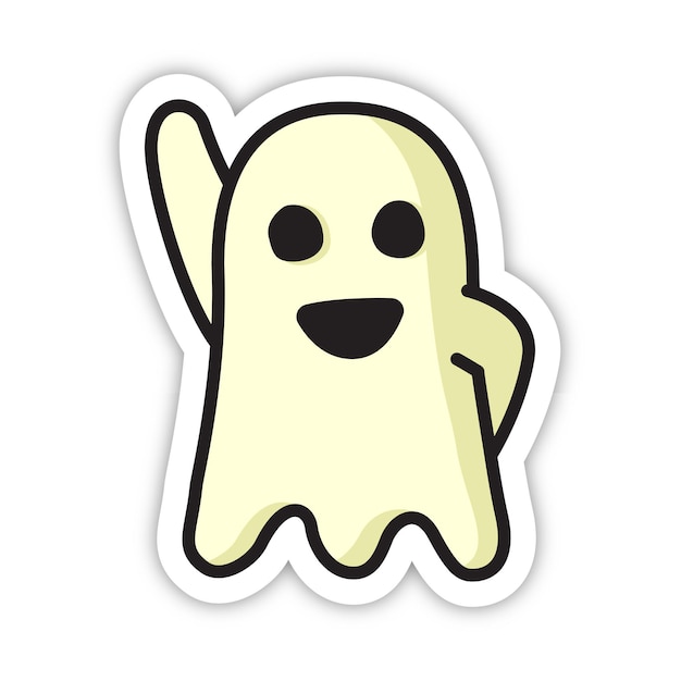 greeting from cute ghost editable vector sticker