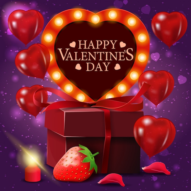 Greeting purple card for Valentine's Day  