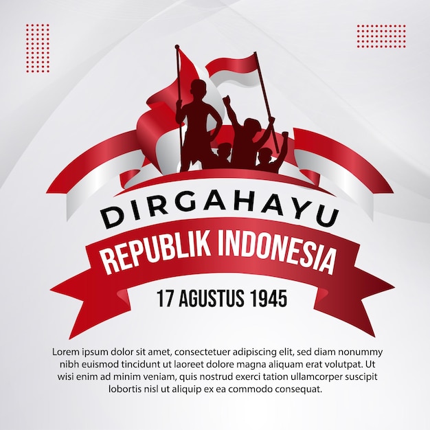 greeting text of dirgahayu republik indonesia template design