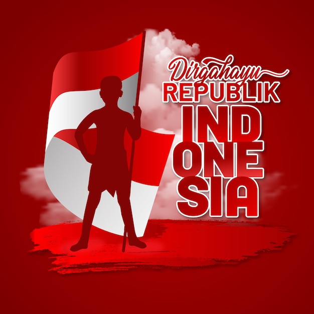 greeting text of dirgahayu republik indonesia template design