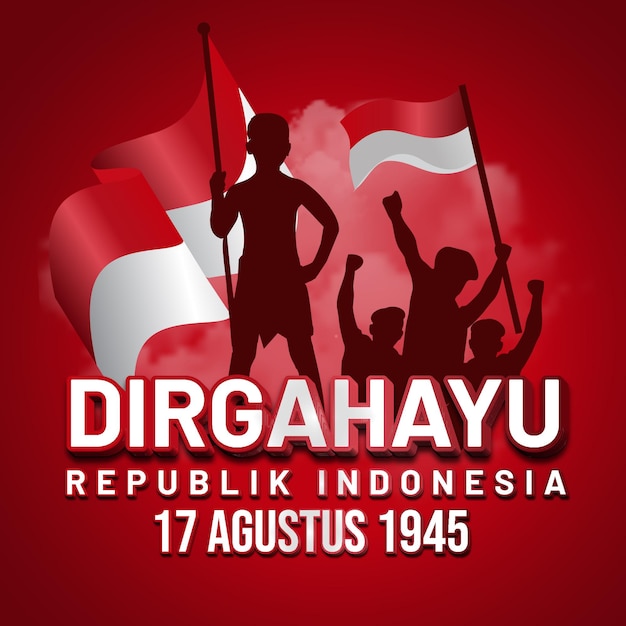 greeting text of dirgahayu republik indonesia template design