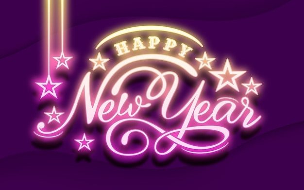 Greeting text of happy new year lettering design