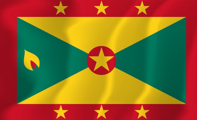 Grenada Waved Flag Illustration Vector Background