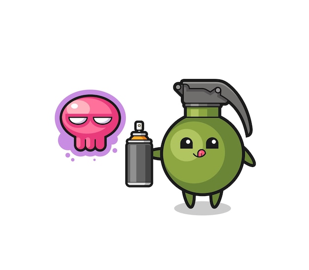 Grenade cartoon make a graffiti with a spray paint cute design