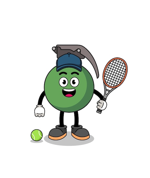 Grenade illustration as a tennis player