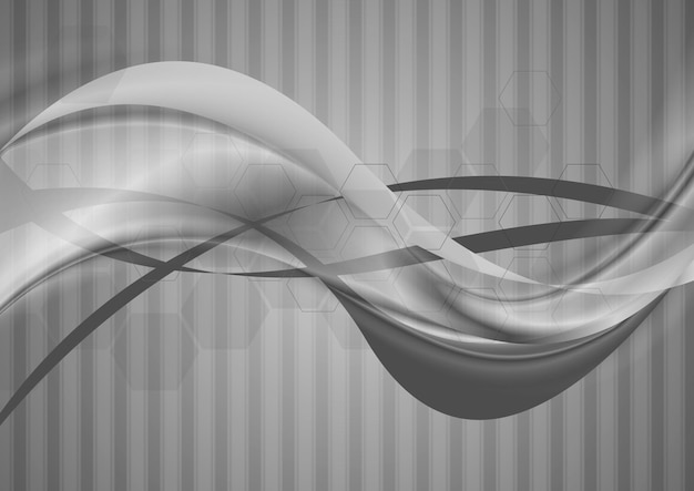 Vector grey abstract tech wavy background