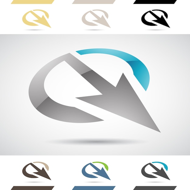 Grey and Blue Glossy Abstract Logo Icon of Letter Q with an Arrow