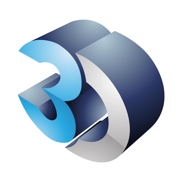 Grey and Blue Round 3d Viewing Tech Symbol