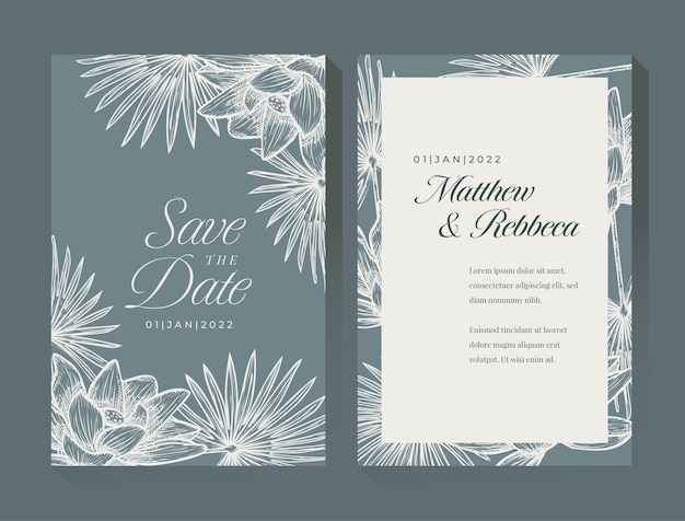 Grey Botanical Invitation