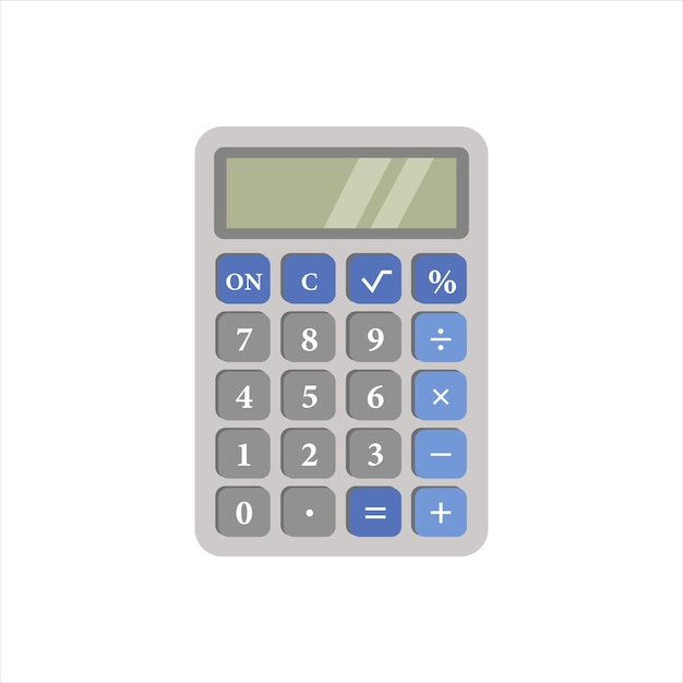 Grey calculator isolated on white background