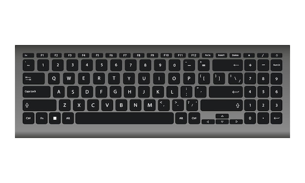 Grey computer keyboard isolated on white