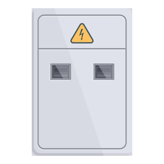 Vector grey electrical panel with two windows and high voltage sign showing potential danger