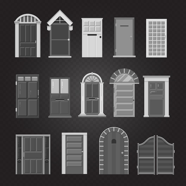 Grey front house doors set