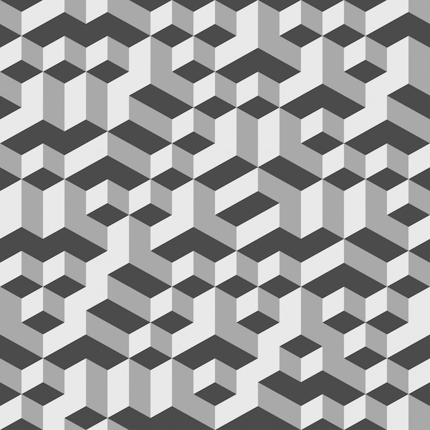 Grey Geometric Volume Seamless Pattern Background 