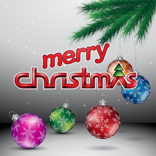 Grey Glossy Merry Christmas Background Vector Illustration