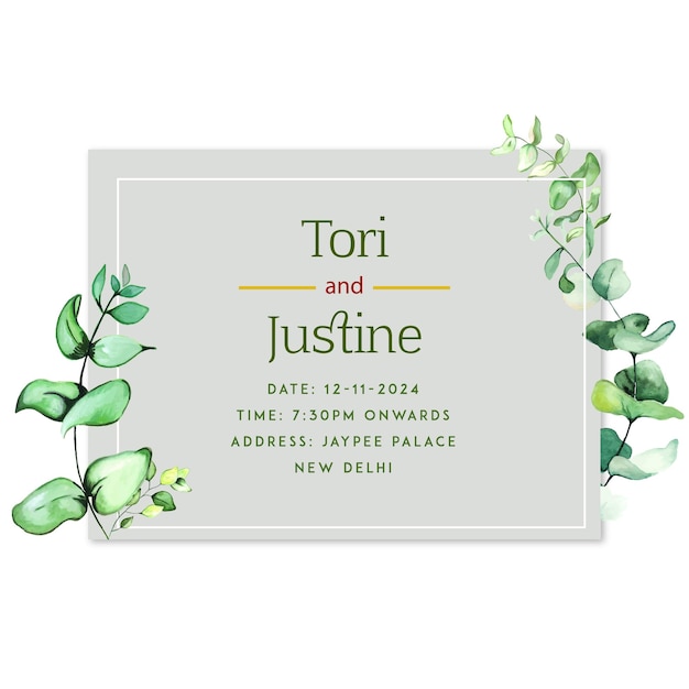 Grey Green Colourful Wedding Invitation Background Multipurpose Card Free Vector