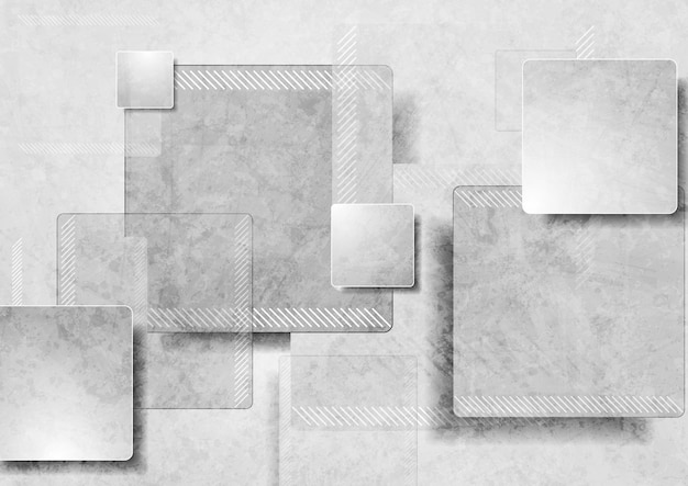 Vector grey grunge squares abstract tech background