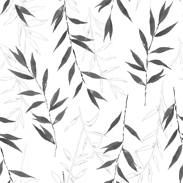 Grey leaves repeat pattern design vector