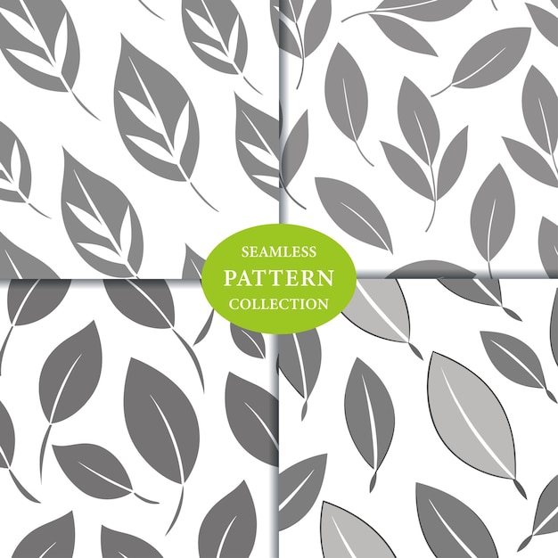 Vector grey leaves seamless pattern background design