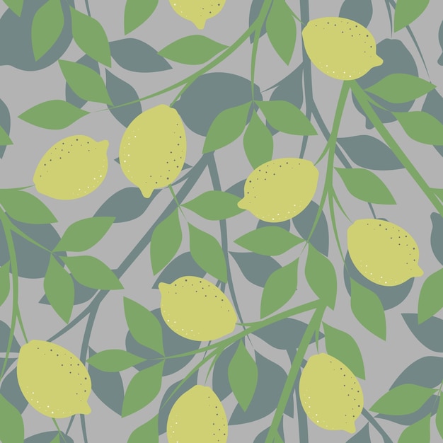 GREY SEAMLESS BACKGROUND WITH LEMON BRANCHES