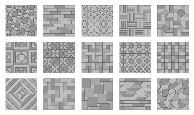 Vector grey stone pavement seamless pattern backgrounds