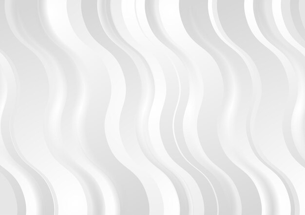 Vector grey and white abstract waves minimal background